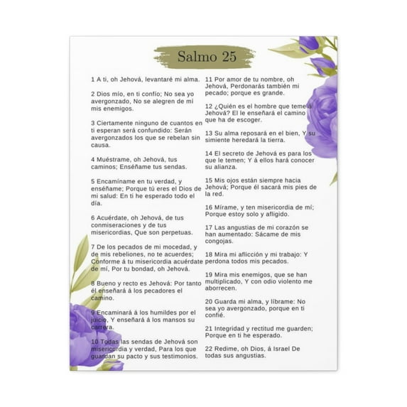 Salmo 25 Impresion De Arte Crist en la Pared Lista Para Colgar in Spanish Ready to Hang Bible Canvas Unframed