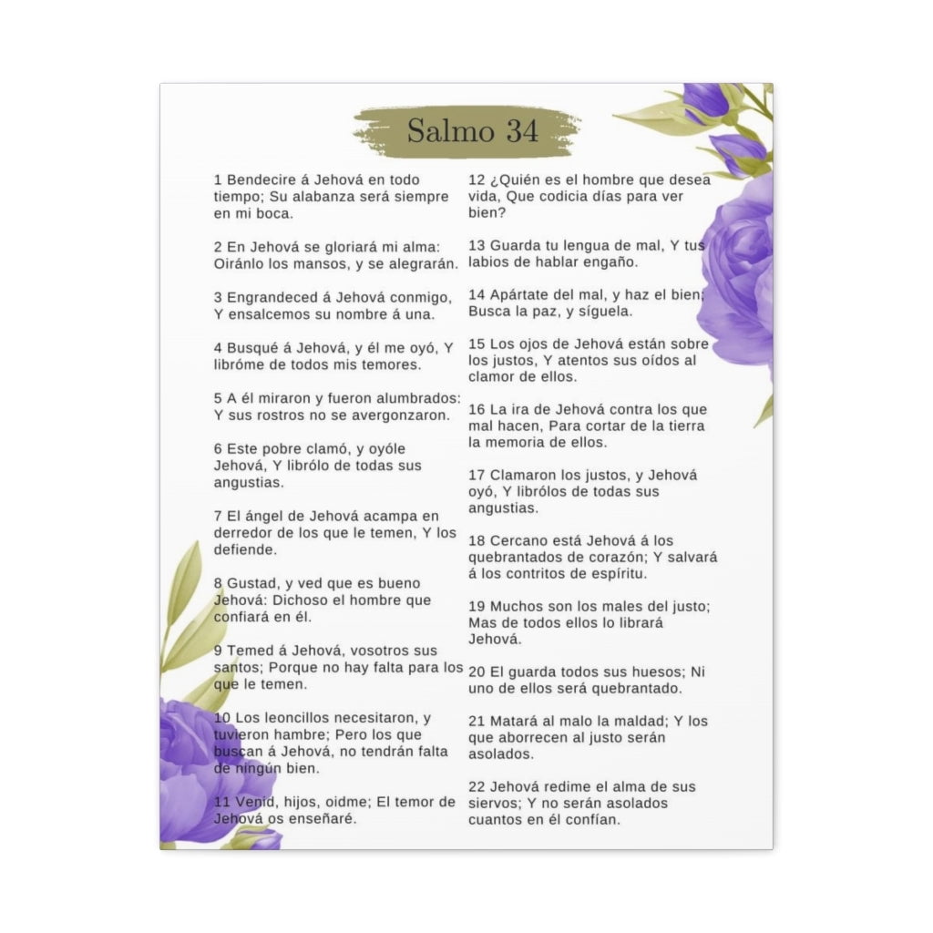 Salmo 34 Impresion De Arte Crist en la Pared Lista Para Colgar in ...