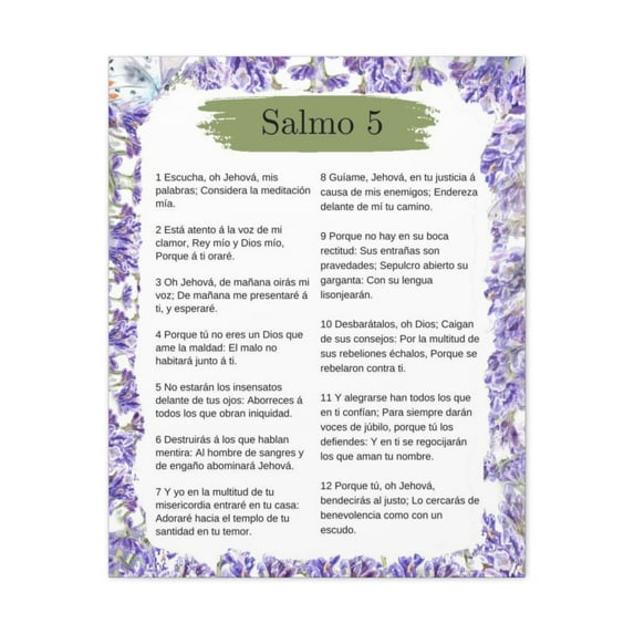 Salmo 5 Impresion De Arte Crist en la Pared Lista Para Colgar in Spanish Ready to Hang Bible Canvas Unframed
