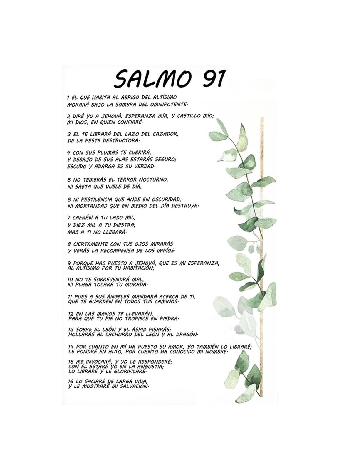Salmo 91 En Español Bible Verse Art Psalm 91 Canvas Painting ...