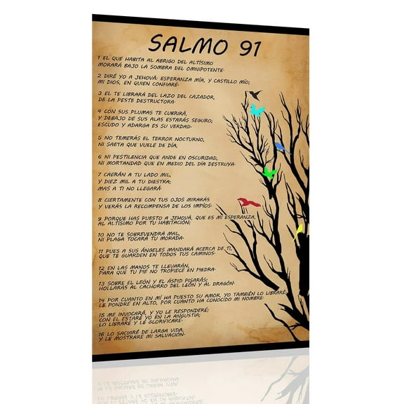 Salmo 91 En Español Para Pared Bible Verse Wall Art Scripture Framed Biblical Psalm 91 Canvas Painting Christian Prayer Room Office Living Room Decor Gifts Ready to Hang