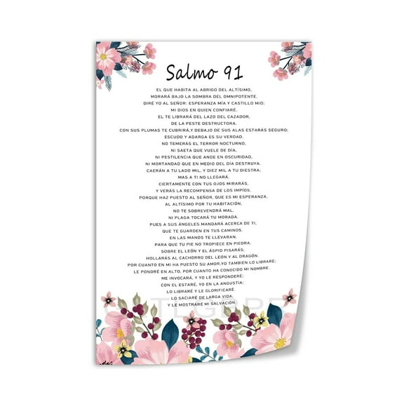 Salmo 91 En Español Para Pared Póster Biblia Española Verso De La Bi Cuadros Para Wall-Art Canvas Print Office Bedroom Living Room Aesthetic Decor