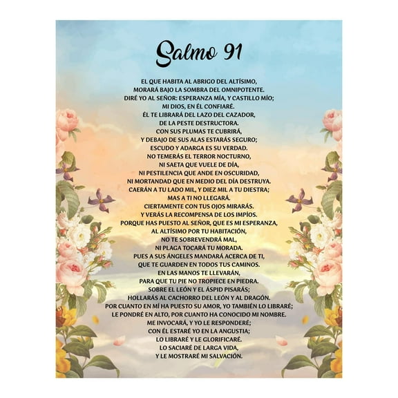 Salmo 91 - Pster Vintage de Arte Cristiano, Inspirador Versculo Bblico para Decoracin del Hogar, Oficina, Iglesia, Sala de Estar, Dormitorio, Pster Rstico sin Marco Unframed 12x18inch(30x45cm)