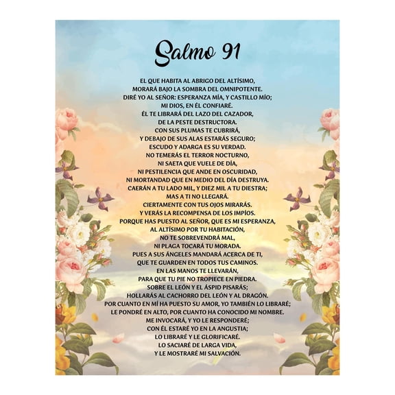 Salmo 91 - Póster Vintage de Arte Cristiano, Inspirador Versículo Bíblico para Decoración del Hogar, Oficina, Iglesia poster