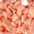 thumbnail image 1 of salmon ab opaque tila beads 7.2 gram tube by miyuki are a 2 hole flat square seed bead 5x5mm 1.9mm thick with .8mm holes, 1 of 2