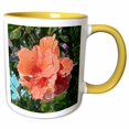 thumbnail image 1 of 3drose, Salmon Colored Hibiscus Abstract Sparkle, 11oz Two-tone Yellow Mug, 1 of 6