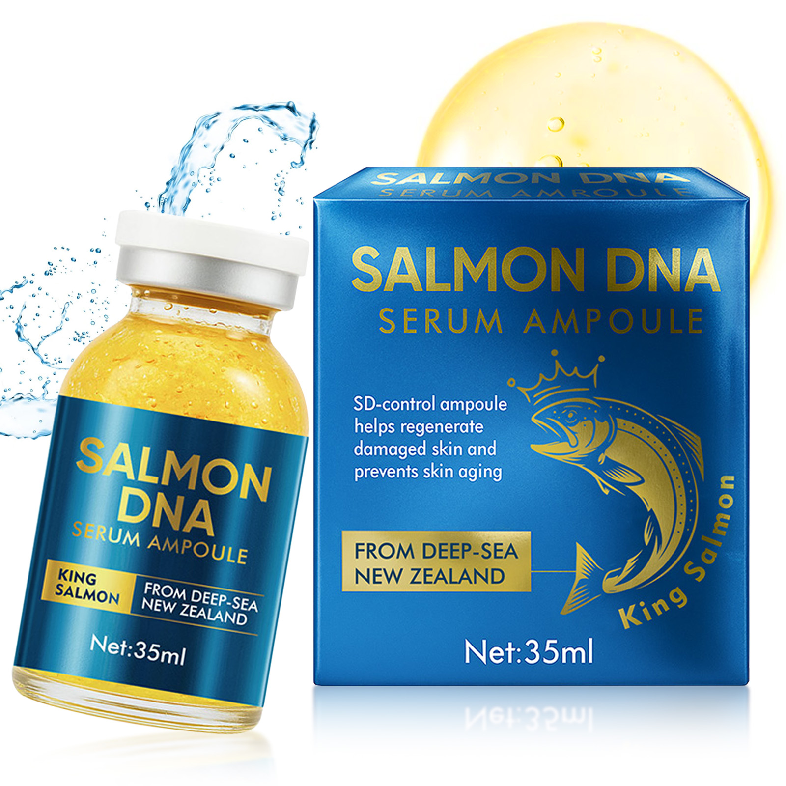 美容液 Laesse Salmon DNA Ampoule 800ppm Salmon DNA Ampoule Serum, Anti-Wrinkle Serum for Face, 35ML