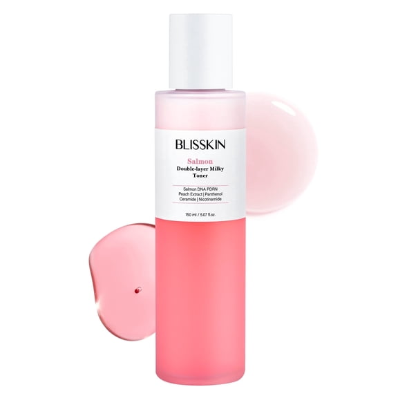 Salmon Double-layer Milky Toner, Low-Irritation Double Layer Toner for Glass Glow Skin with Peptide, Even Skin Tone, Radiance, Hydration, 150ml