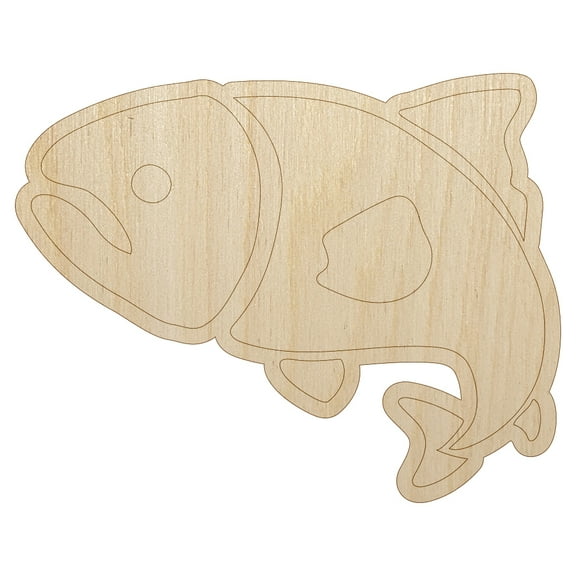 Salmon Fish Wood Shape Unfinished Piece Cutout Craft DIY Projects - 6.25 Inch Size - 1/8 Inch Thick
