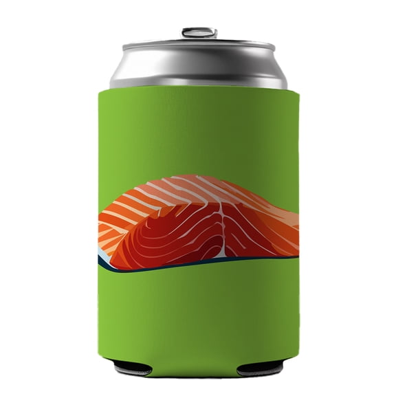 Salmon Fresh Fish Fillet Sockeye Atlantic Drink Beer Soda Insulated Sleeve Holder Can Cooler Hugger