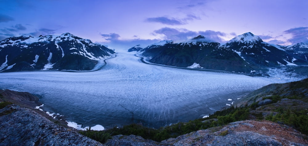 Salmon Glacier At Dusk Northern British Columbia Canvas Art - Yves Marcoux Design Pics (42 x 20)