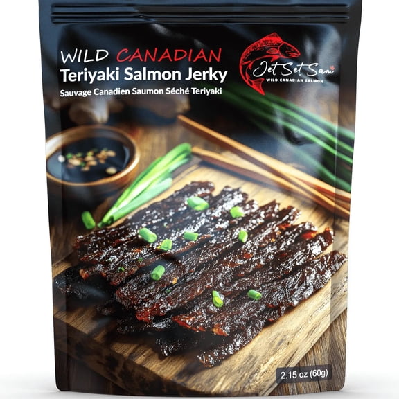 Salmon Jerky Made From Wild Canadian Smoked Salmon Teriyaki Flavored 2 Pack
