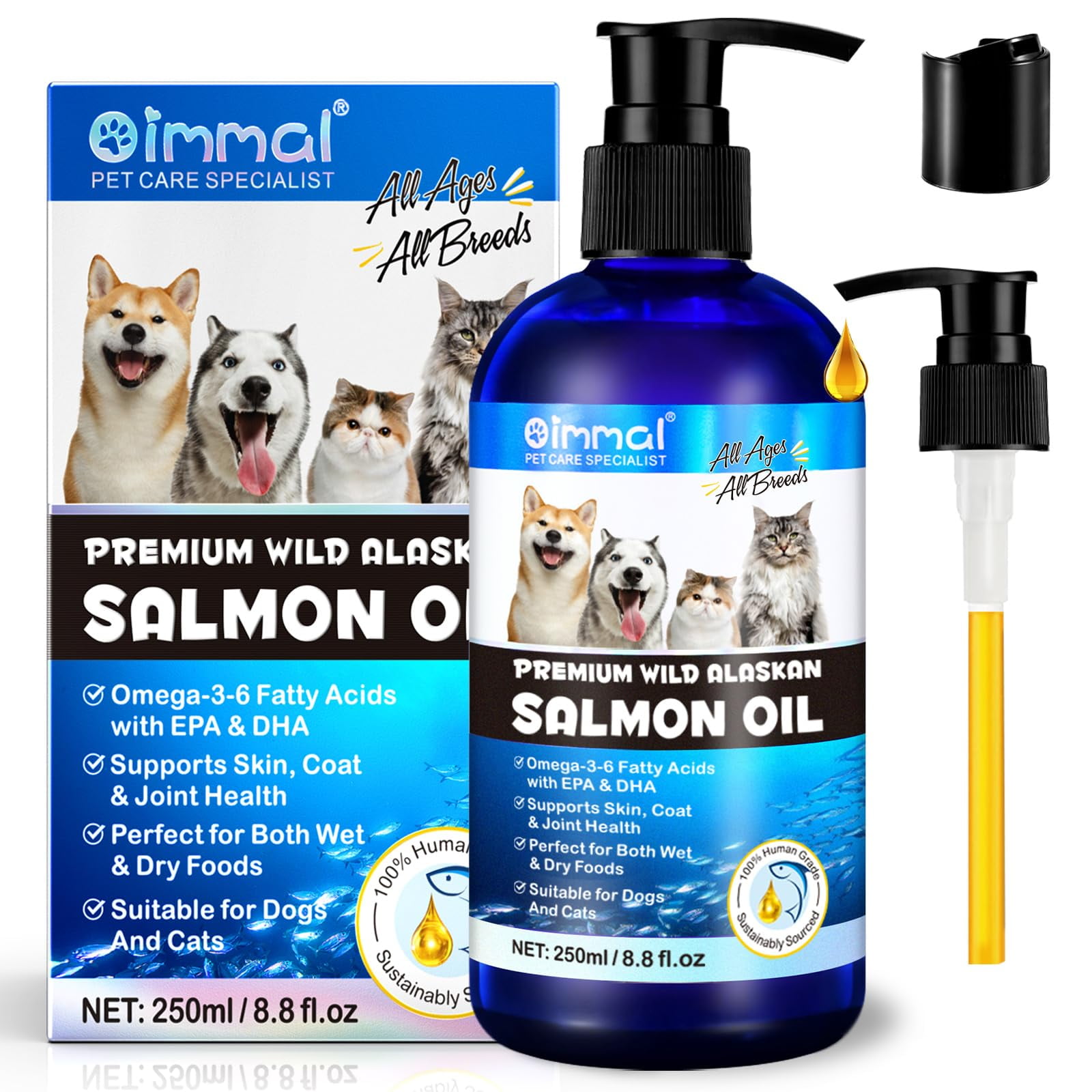 Salmon Oil for Dogs YPF5 & Cats,Fish Oil for Dogs,Omega 3 Fish Oil for