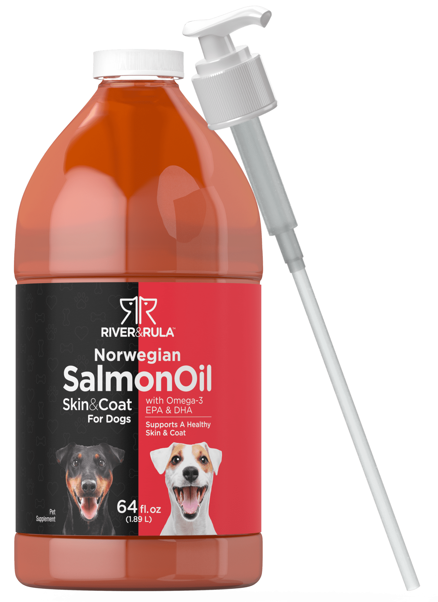 Norwegian Salmon Oil, 64 fl oz Liquid for Dogs Pump Included Skin