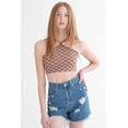 thumbnail image 1 of Salmon Pink Checkered Seamless Y Neck Crop Cami - Trendy Sleeveless Tank, 1 of 4