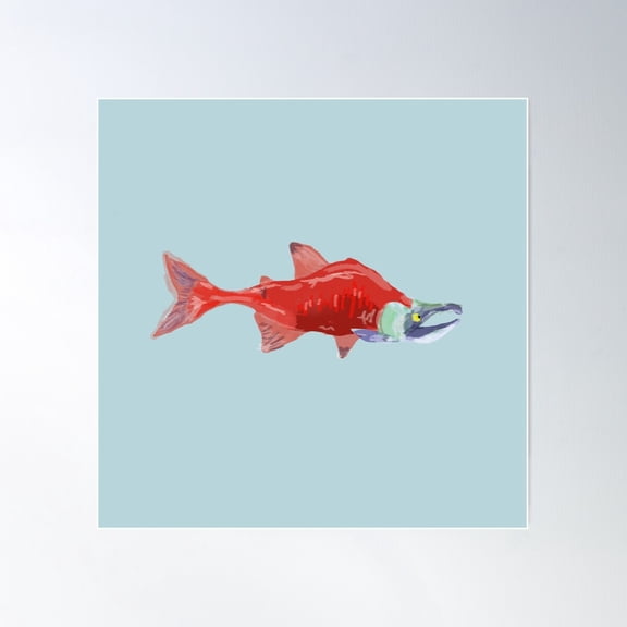 Salmon Poster Wall Art, Modern Wall Decor For Living Room Bedroom, 24x24 UNFRAMED