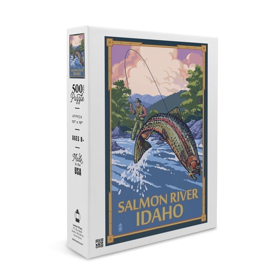 Salmon River, Idaho, Fly Fishing Scene (19x27 inches, Premium 500 Piece Jigsaw Puzzle for Adults and Family, Made in USA)