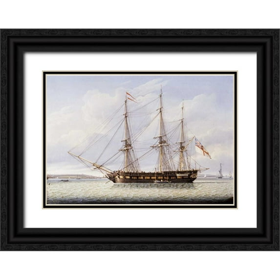 Salmon, Robert 24x18 Black Ornate Wood Framed with Double Matting Museum Art Print Titled - Sloop on The Mersey