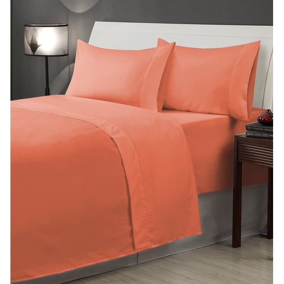 Salmon Solid Sheet Set King Orange