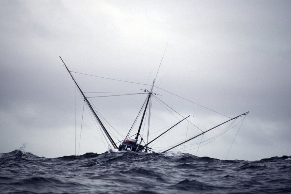 Salmon Troller Fishes In Stormy Seas During Summer In The Gulf Of Alaska Canvas Art - Chip Porter Design Pics (34 x 22)