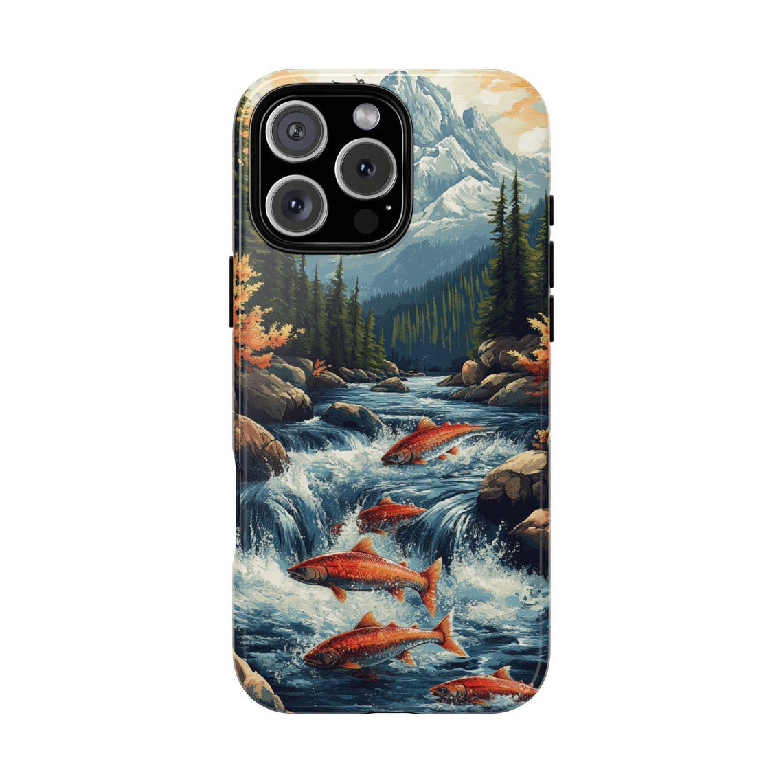 Salmon Wild Mountain Fishing Wilderness Scenic Nature Art Phone Case ...
