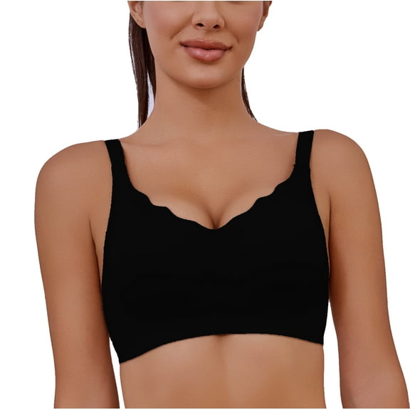 Salolan Wireless Bra for Women Push Up Smooth Bras Seamless Comfortable Soft Bralattes Supportive T Shirt Full Coverage Black XL