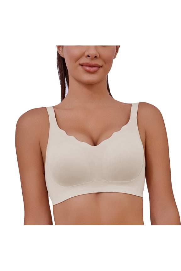 Wireless Bra for Women Push Up Smooth Bras Seamless Comfortable Soft Bralattes Supportive T Shirt Full Coverage white M