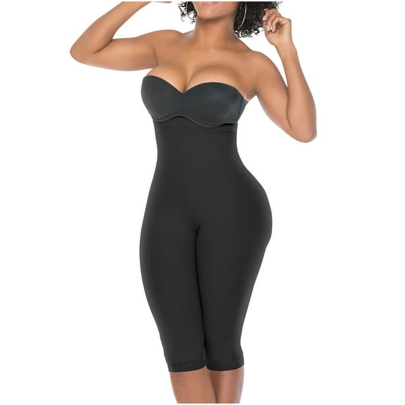 Salome 0219 Fajas Colombianas Reductoras High Waisted Butt Lifting Shapewear Capri Leggings Black S