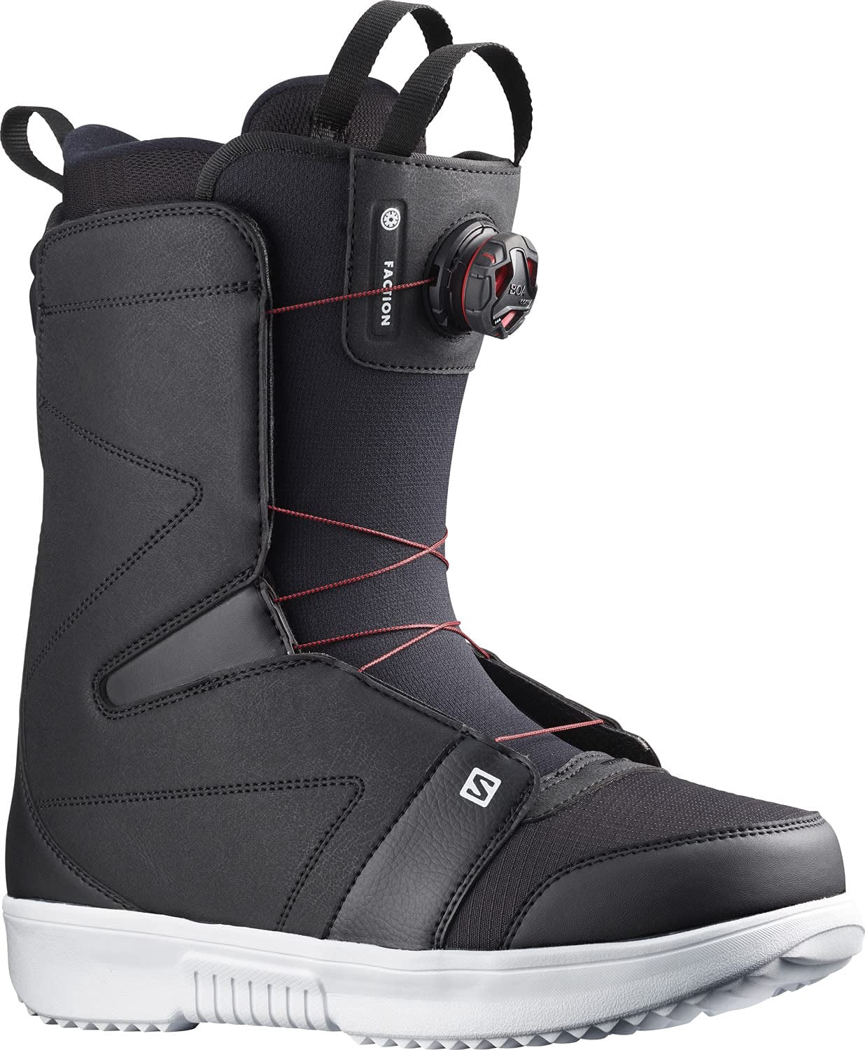Salomon Faction BOA Mens Snowboard Boots Black/Black/White 7 (25