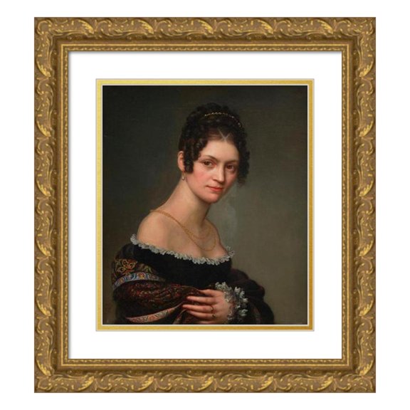 Salomon-Guillaume Counis 20x23 Gold Ornate Framed and Double Matted Museum Art Print Titled - Portrait of a Young Lady (1820)