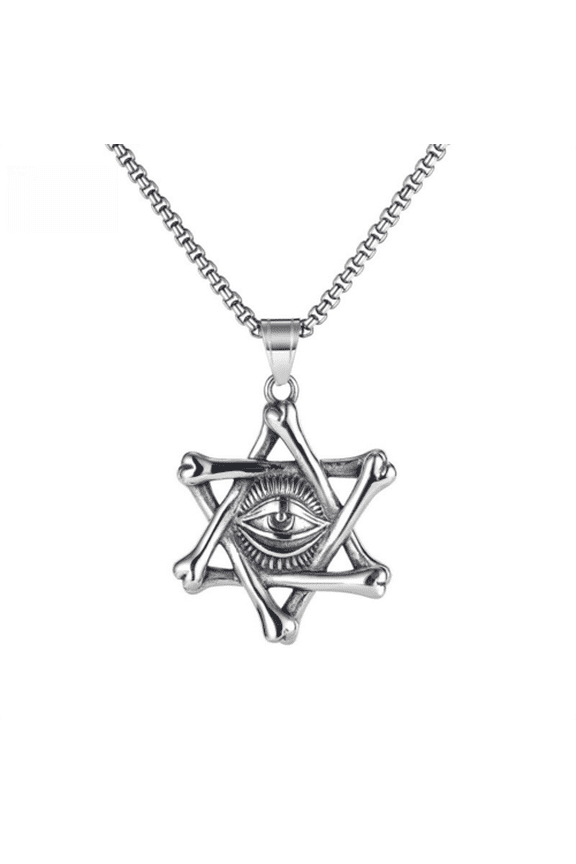 Salomon Masonic Star of David 14K White Gold Men Necklaces Pendant Chain Punk New in For Women Fashion Jewelry Gifts