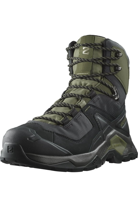 Men's QUEST ELEMENT GORE-TEX Leather Hiking Boots for Men, Black / Deep Lichen Green / Olive Night, 8