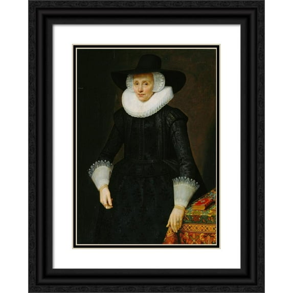 Salomon Mesdach 14x18 Black Ornate Wood Framed Double Matted Museum Art Print Titled - Portrait of Margarita Courten (1564-1640) (1625)