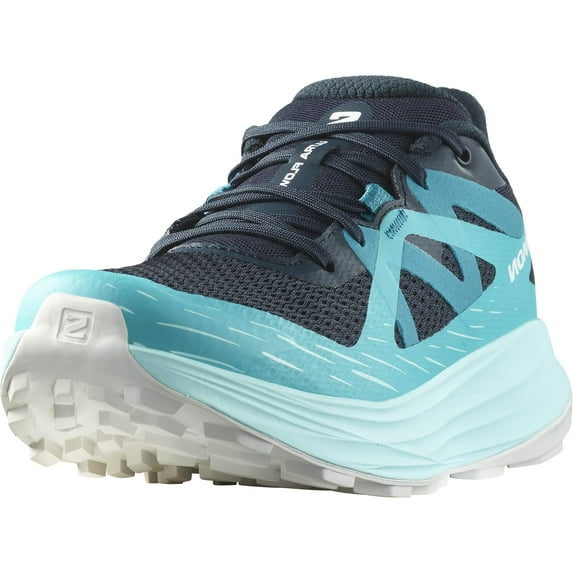 Salomon Ultra Flow Ladies Running Shoes, Carbon/Peacock Blue/White, 9