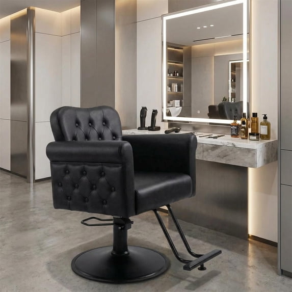 Salon Barber Chair for Hair Stylist, 360° Swivel Hydraulic Heavy Duty Pump Beauty Salon Chair with High Adjustable Equipment for Spa Home Barbershop, Black