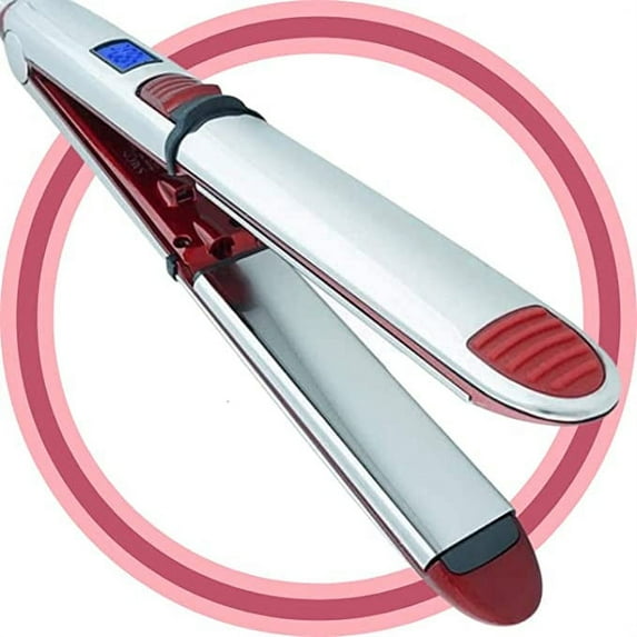 Salon Beauty Stainless Steel 1.25" Nano Titanium Plates Digital 2 in 1 Curling Wand Flat Iron (Glove Included)