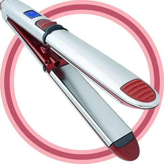 Salon Beauty Stainless Steel 1.25" Nano Titanium Plates Digital 2 in 1 Curling Wand Flat Iron (Glove Included)