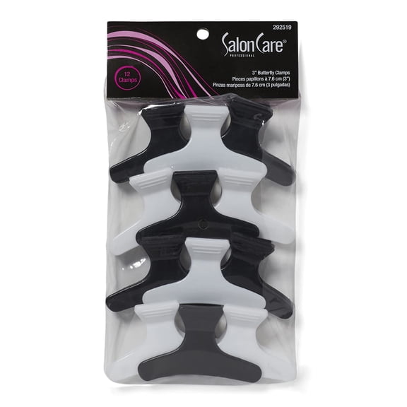 Salon Care Black & White 3 Inch Butterfly Clamps Black and White