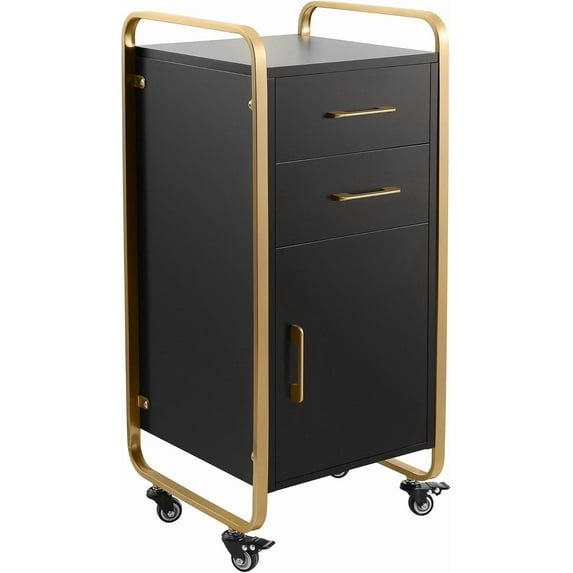 Salon Cart with Wheels, Rolling Station for Hair Stylist, 2 Drawers Storage Cabinet, Hair Station Rolling Cart for Hair Stylist Beauty Spa Barbershop