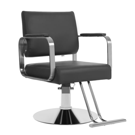 Salon Chair, Hydraulic Pump Salon Chair 360 Degree Rotating Barber Chair, Spa Beauty Equipment for Hair Stylists, Tattoo Artists, Cosmetologists (Black+Silver)