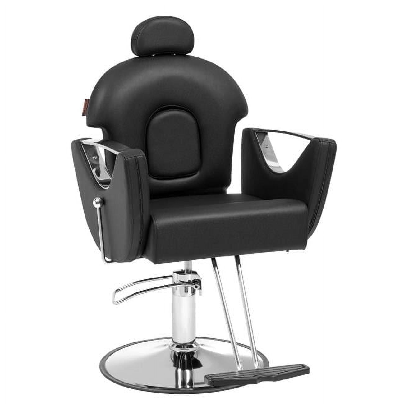 Black Hydraulic Reclining Barber Chair with PU Leather and Iron Base