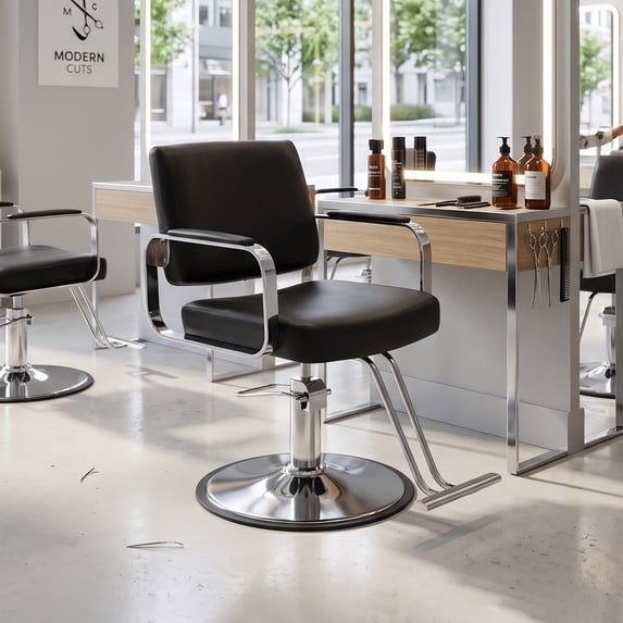 Salon Chair with Footrest, 360° Rotatable Adjustable Barber Chair with ...