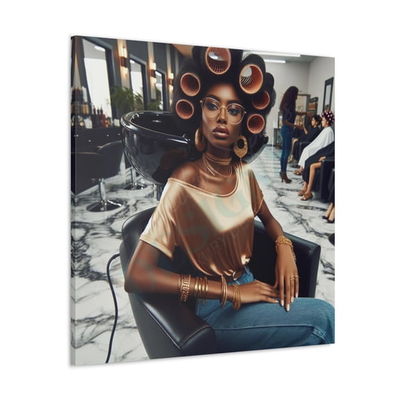 Embellish Spaces Designs Wall Art - Salon Image with, Gold Top, and Rollers