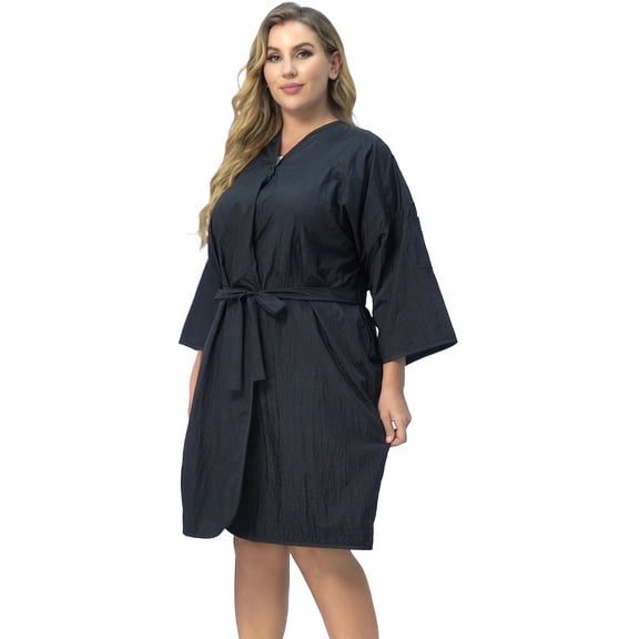 Salon Client Gown Robes Cape, Perfehair Hair Cutting Smock for Clients, Snap Closure, Black