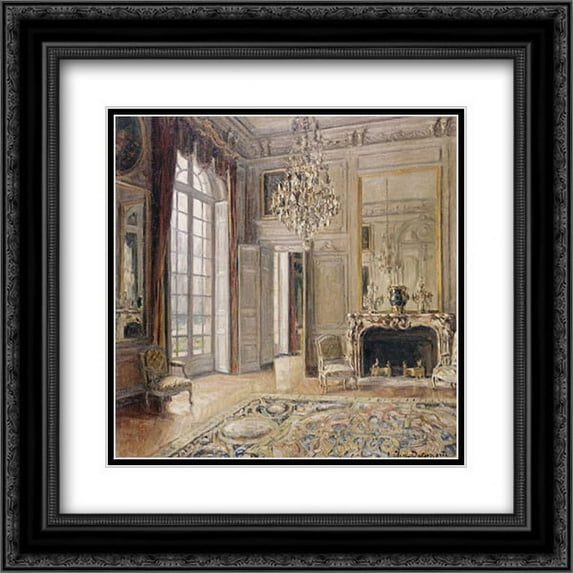 Salon De Madame De Maintenon 2x Matted 20x20 Black Ornate Framed Art Print by Delaporte, Maurice-Eugene