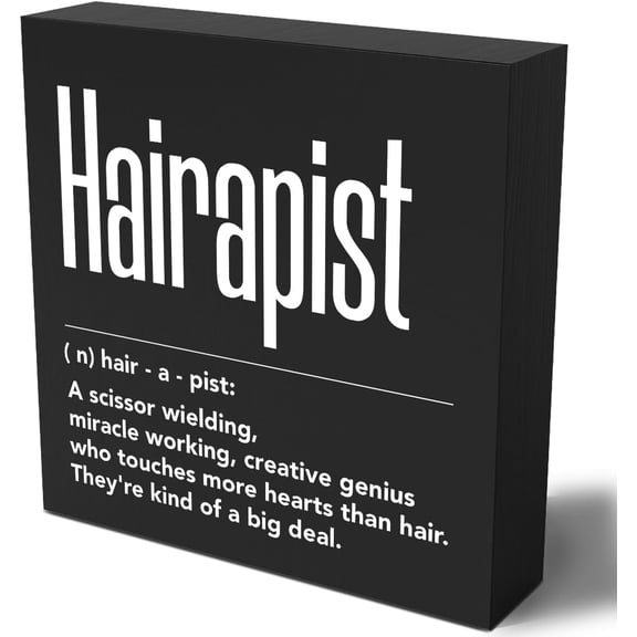 Salon Decor Wood Sign Desk Decor Rustic Hairapist Definition Black Wooden Box Sign for Home Desk Tabletop Shelf Counter Beauty Shop Barbershop Hair Salon Decor Birthday Christmas 5x5 inch