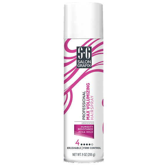 Salon Grafix Professional Max Volumizing Hair Spray, Mega Hold, for All Hair Types, 9 oz