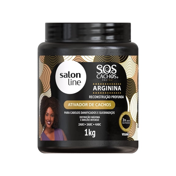 Salon Line Curls Activator S.O.S Arginine Deep Reconstruction 35.2oz - Ativador de Cachos S.O.S Arginina Reconstrucao Profunda 1Kg