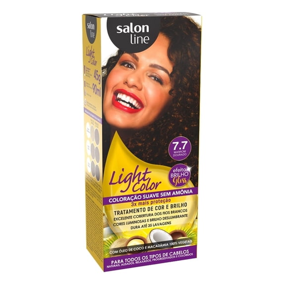 Salon Line - Linha Light Color - Coloracao Suave 7.7 Marrom Dourado 135 Gr - (Light Color Collection - Soft Coloring 7.7 Golden Brown Net 4.76 Oz)