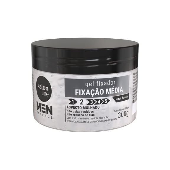 Salon Line - Linha Men (Essence) - Gel Fixacao Media 300 Gr - (Men (Essence) Collection - Medium Fixing Gel Net 10.58 Oz)